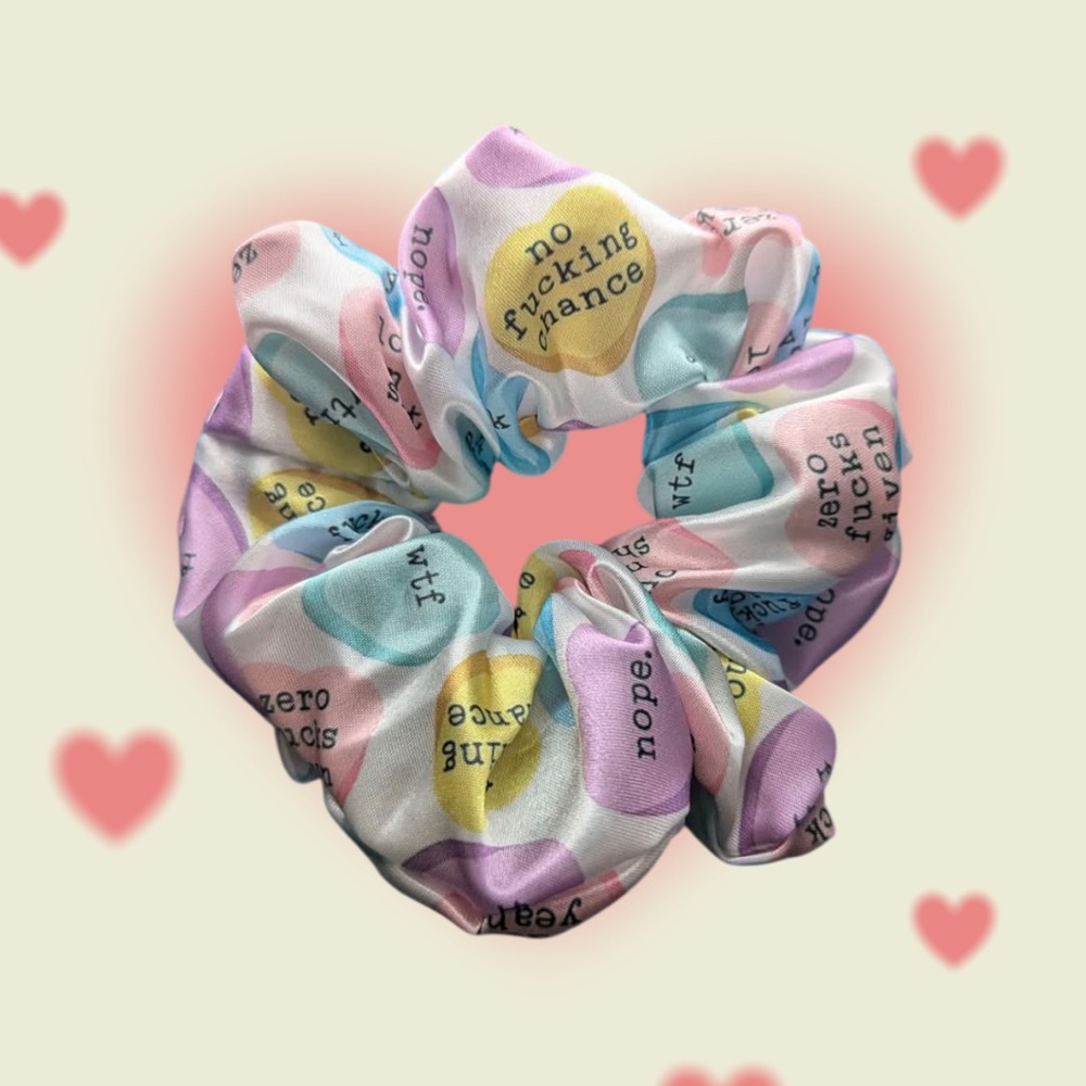 sweary candy hearts scrunchie